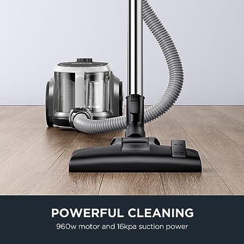 Eureka Bagless Canister Vacuum Cleaner, Lightweight Vac for Carpets and Hard Floors, Silver with Black, NEN180