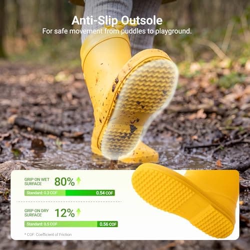 DREAM PAIRS Kids Rain Boots Boys Girls Lightweight Boots Waterproof Easy-on Outdoor Playing Rain Boot Toddler Unisex-Child,Size 10 Toddler,Yellow,SDRB2401K — view 3