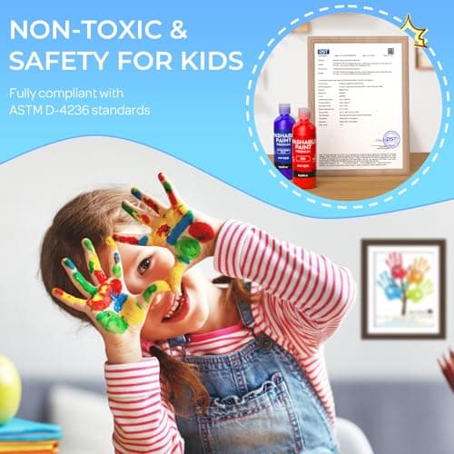 Nicpro 8 Colors Washable Finger Paint Set for Toddlers (4 oz), Non-Toxic