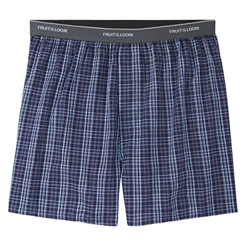Fruit of the Loom Men's 5 Pack Exposed Waistband Assorted, Blues Boxer, Size Small — view 3