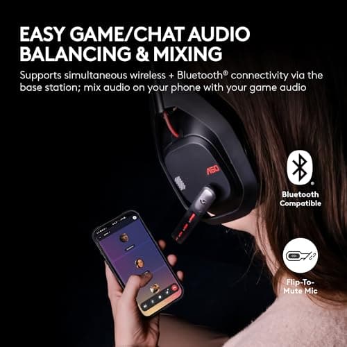 Logitech G Astro A50 Multi-Platform Wireless Gaming Headset + Base Station for PS5/Xbox/PC: PLAYSYNC Audio Switcher, <16bit/48kHz (Console), <24bit/48kHz (PC), 24hr Battery, 2.4GHz & BT - Black — view 3