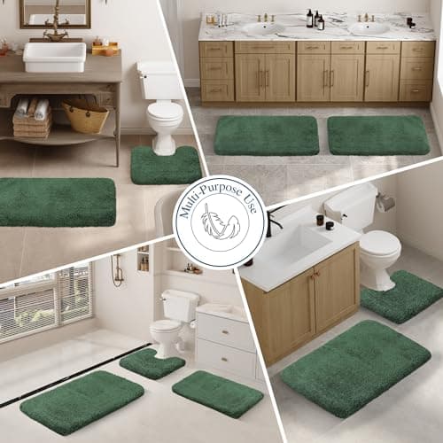 Walensee Large Bathroom Rug (24 x 48, Hunter Green) Extra Soft and Absorbent Shaggy Bathroom Mat Machine Washable Microfiber Bath Mat for Bathroom, Non Slip Bath Mat, Luxury Bathroom Floor Mats — view 7