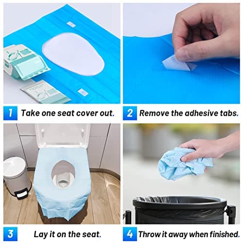 30 Pack Toilet Seat Covers Disposable100% Waterproof XL Individually Wrapped Disposable Toilet Seat Covers for Adults and Kids Potty Training, Travel Accessories for Public Restrooms Airplane Camping — view 5