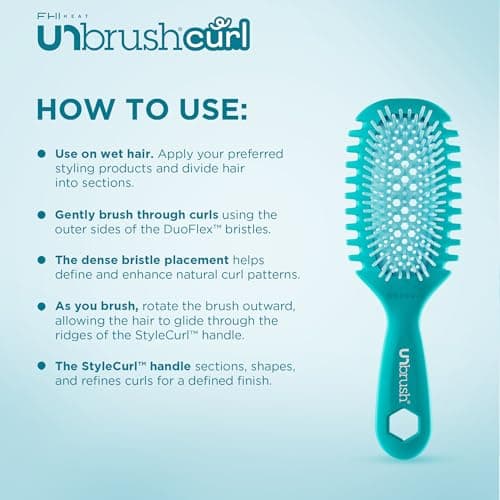 FHI Heat UNbrush Curl Defining Brush — Wavy, Coily, and Curly Hair Brush with DuoFlex Bristles & StyleCurl Handle — for Gentle Detangling & Faster Styling on Wet Hair - Cool Breeze — view 3