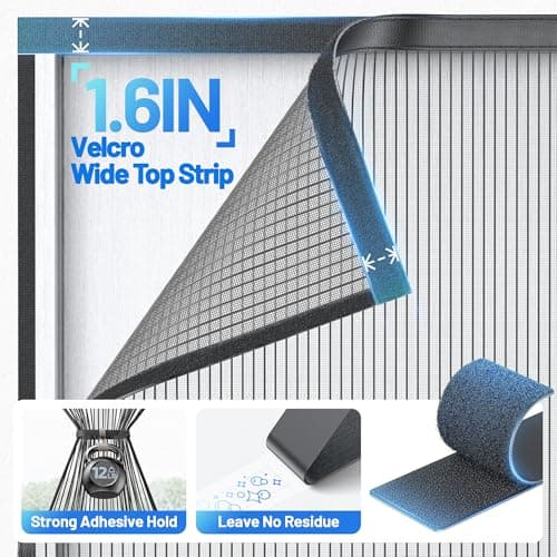 Heavy Duty Magnetic Screen Door Mesh - Auto-Sealing Door Net Screen with 50 Magnets, Pet & Kid Friendly, PET Fine Mesh Doors Screens Keep Bugs Out Fits Front Doors Size 36"x82" - Screen Size 38"x84" — view 4