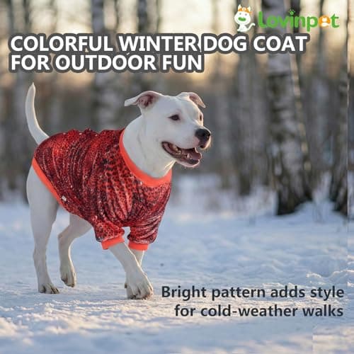 LovinPet Large Dog Winter Flannel Coat, Warm Dog Coat with Front Sleeves and Snap Buttons, Easy-Care Full-Coverage Layer for Cold Weather, Pink Dot Leopard Prints, XXL — view 5