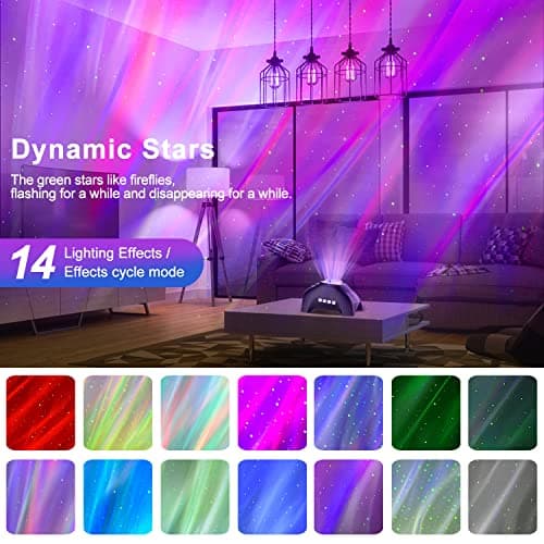 Northern Lights Aurora Projector,CIMELR Star Projector Music Bluetooth Speaker and White Noise,Galaxy Light with Remote Control, Night Light for Bedroom, Room Decor, Ceiling, Gift for Kids Adults