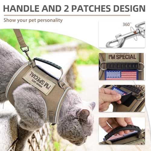 PUPTECK Soft Mesh Cat Vest Harness and Leash Set Puppy Padded Pet Harnesses Escape Proof for Cats Small Dogs Rabbits Bunny, Tactical Yellow, M — view 4