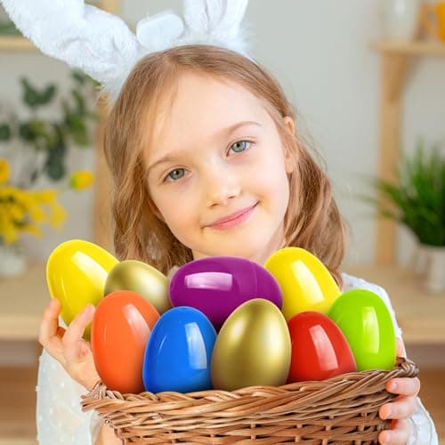SpringFlower 3.5” Unfilled Easter Eggs, 36 pcs Colorful Egg Plus 1 Golden Egg, Empty Plastic Eggs Fillable with Candy, Treats, Presents for Toy Basket,Easter Decorations, Toy Egg Basket,Boys & Girls — view 2