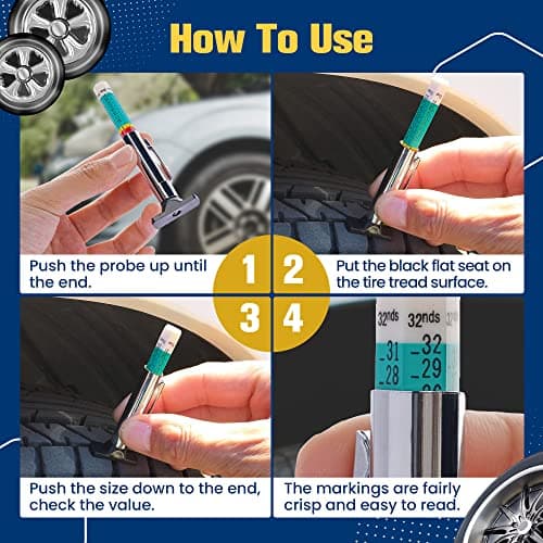 WSERE 2 Pieces Car Tire Depth Gauge Tester Tyre Tread Metric Gage Motors Measures Tool, Fast Accurate Measurement and Ensure Safety — view 5