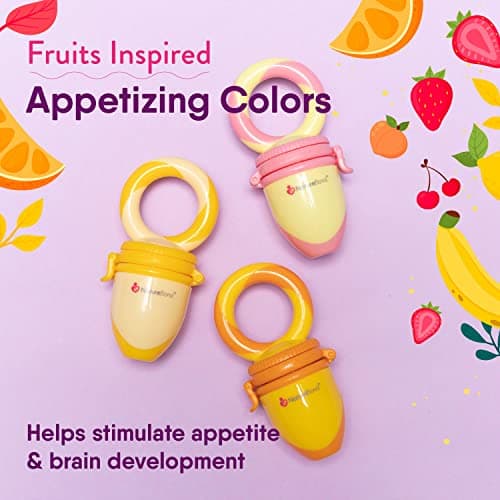 NatureBond Baby Food Feeder/Fruit Feeder Pacifier (2 Pack) - Infant Teething Toy Teether | Includes Additional Silicone Sacs — view 5