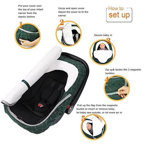 Yoofoss Baby Stroller Bunting Bags Winter Carseat Canopies Cover to Protect Baby from Cold Wind, Super Warm Plush Fleece Baby Carrier Cover for Infant Boys Girls — view 3