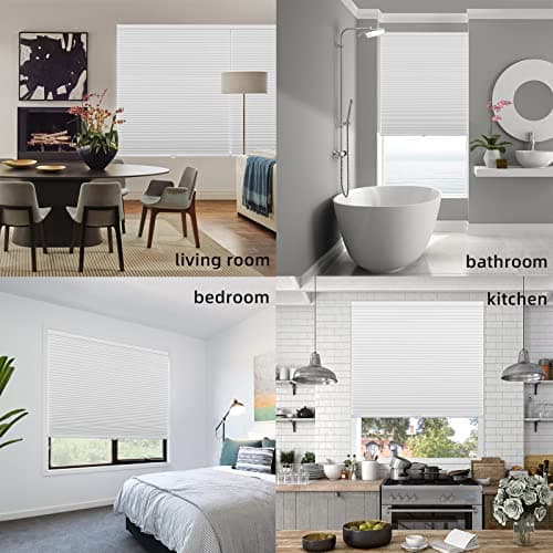 Cellular Shades for Windows and Doors- No Cord Total Blackout Honeycomb Blinds, Cordless Customize Large Size, Harmful UV Rays and Heat Insulation for Office Home, White-Blackout, Size 36 ½"W x 40" H — view 2
