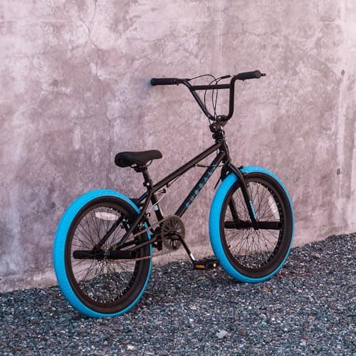 cubsala Freestyle BMX Bike, 20 Inch Kids Bicycle with 4 Pegs, Dual Hand Brake and Gyro for 6 7 8 9 10 11 12 13 14 Years Old Kids and Beginner Level Rider, Black with Blue Tires — view 5