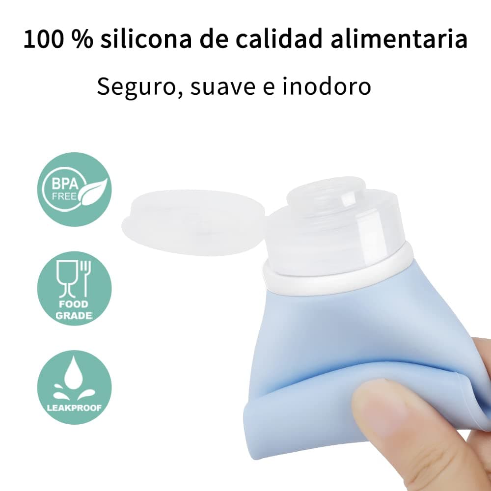 Opret Botes Viaje Rellenables 100ml 3 Piezas, Botellas de Viaje Silicona para Gel y Champu, Botes Viaje a Prueba de Fugas para Gel, Champús, Lociones y Artículos de Tocador, FDA Certificado Sin BPA — view 3