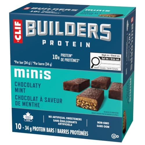 CLIF BUILDERS Mini Protein Bars, Chocolate Mint Flavour, 10g of Protein, Prepared in Canada, Gluten Free, No Artificial Sweeteners, 34 g (Pack of 10), Prepared in Canada — view 8
