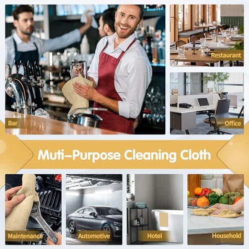 FIXSMITH Beige Microfiber Cleaning Cloth -Pack of 8, Highly Absorbent Cleaning Rags, 16"X12" All Purpose Cleaning Towels for Housekeeping, Kitchen, Car, Lint Free and Reusable Microfiber Towels — view 6