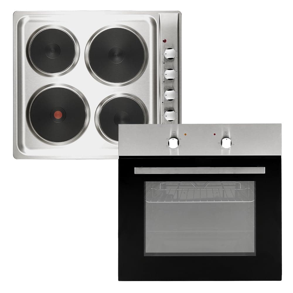Cookology Oven & Hob Bundle - 60cm Built In Electric Static Oven with Solid Plate Hob