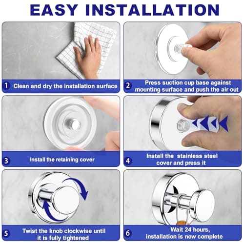 Bntuk Suction Cup Hooks for Shower, Removable Towel Hooks for Bathroom Window Glass Door Wall, Bath Robe Looafh Hook for Hanging - 2 Pack, Chrome — view 3