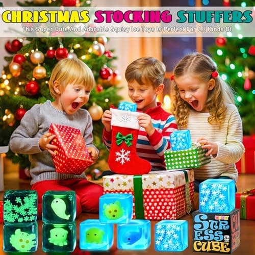 Squishy Fidget Toys Stress Cube - Squeeze Toys Stress Balls for Adults Slow Rising Squishies Glow in The Dark Snowflakes Sugar Sensory Toys for Kids with Autism Fidgets for Classroom Prize Toys — view 2
