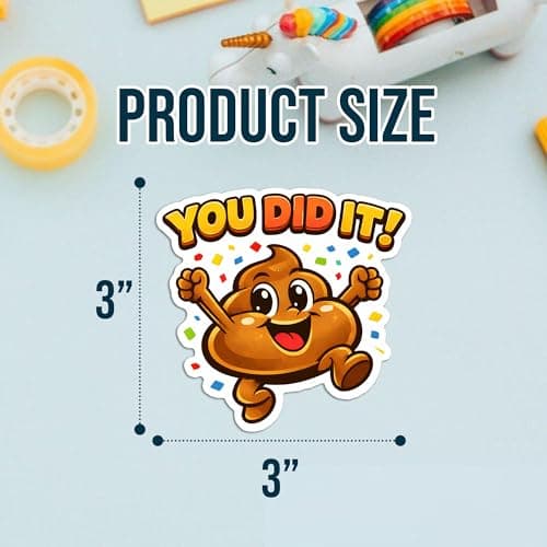 3PCS Potty Training Stickers for Kids, Funny Poop Emoji “You Did It” Reward Stickers, Waterproof Vinyl Potty Stickers for Potty Training, Pee Stickers, Poop Party Decorations, Emoji Stickers for Kids — view 5