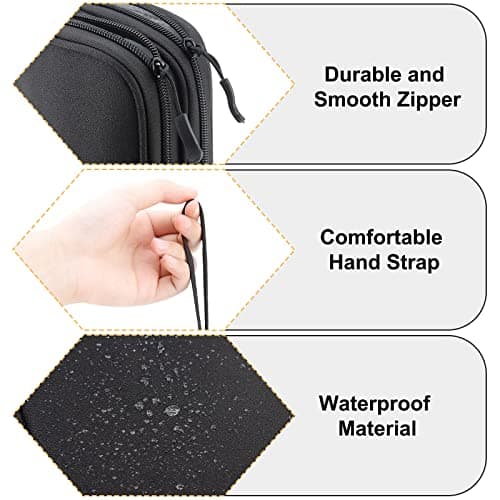 Portable Electronics Travel Organizer with Double Layer Design, Waterproof Electronic Organizer to Hold USB Flash Drive, Cords, Chargers, Phones, Earphones, Power Banks, Mouse, and SD Card Black — view 2