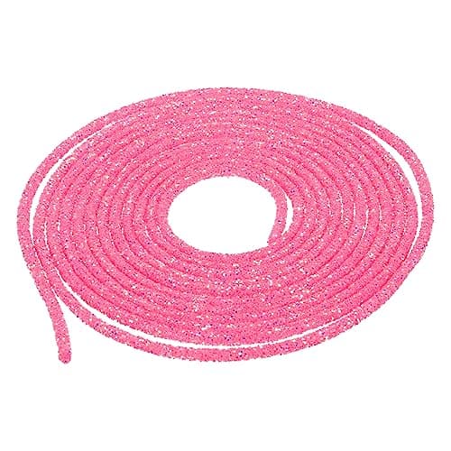 MECCANIXITY 5 Yard 6mm 0.24 inch Glitter Sequins Rope Sequins Rhinestone Tube Cord for DIY Wedding Dresses Costume Clothing Shoes Jewelry Accessory Dark Pink