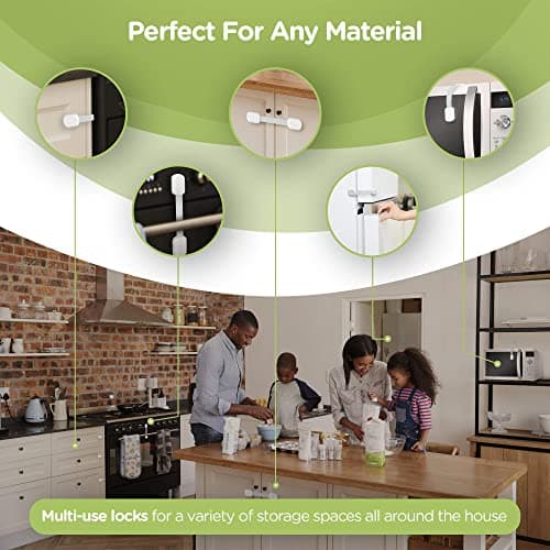 SKYLA HOMES Baby Locks (8-Pack) Child Safety Cabinet Proofing - Safe Quick and Easy 3M Adhesive Cabinet Drawer Door Latches No Screws & Magnets Multi-Purpose for Furniture Kitchen Ovens Toilet Seats — view 5