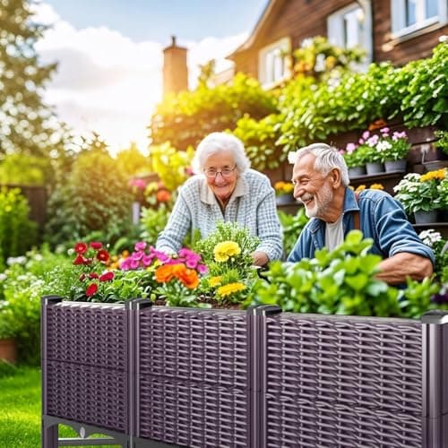 Klippehop Raised Garden Bed with Reinforcement Rods, Elevated Planter Boxes for Outdoor Plants with Drainage Holes for Herbs Flowers Vegetables Patio Backyard Deck Balcony, (Purple, Double-Layer)