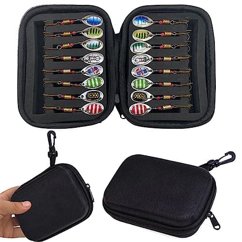 Vkinman 16 Pcs Fishing Lures Spinner Bait with Treble Hooks for Bass Trout Salmon Fishing Tackle Spinnerbait Spoons Metal Sequins Spinners Baits Fishing Bait for Freshwater Saltwater Fishing — view 6
