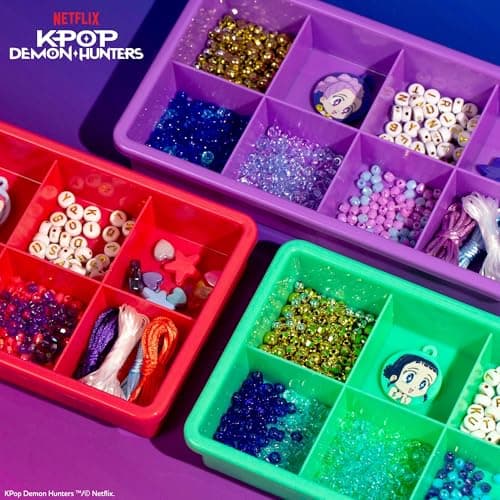 Kpop Demon Hunters™ Friendship Bracelet Kit, 3-Pack, Rumi, Mira & Zoey Bracelet Making Kits, Beads for Jewelry Making, Kpop Charms & Travel-Friendly Bead Case, Official K Pop Demon Hunters Merch — view 2