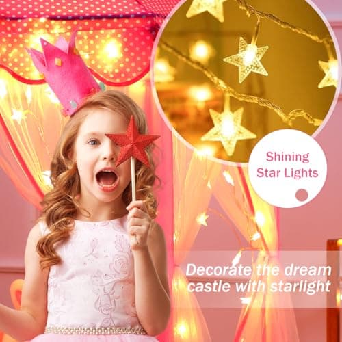 Monobeach Princess Tent Girls Large Playhouse Kids Castle Play Tent with Star Lights Toy for Children Indoor and Outdoor Games, 55'' x 53'' (DxH) — view 2