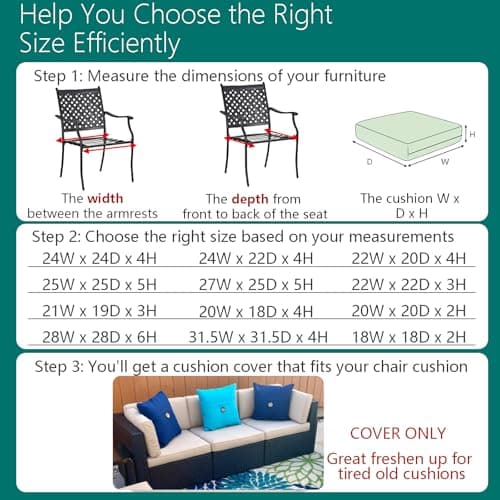 FLYMEI Patio Cushion Covers 24x24x4 Waterproof Outdoor Cushion Cover Replacement 4Packs Outdoor Seat Cushion Slipcover for Rattan Chair Sofa, Apricot