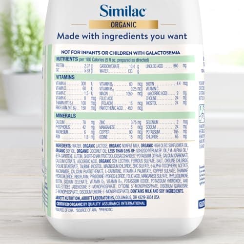 Similac Organic Infant Formula, Easy to Digest, USDA-Certified Organic, Ready to Feed, 32-fl-oz Bottle, Pack of 6 — view 2