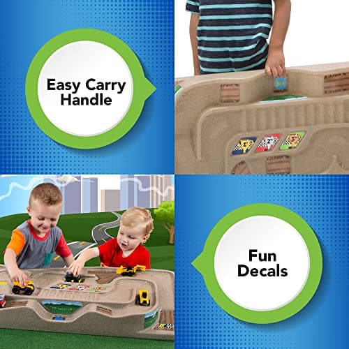 Simplay3 Portable Carry and Go Kids Race Track Toy Car Train Table, 2-Sided No Assembly for Children 3 4 5 6 7 Years Old Boys Girls, Made in USA — view 3