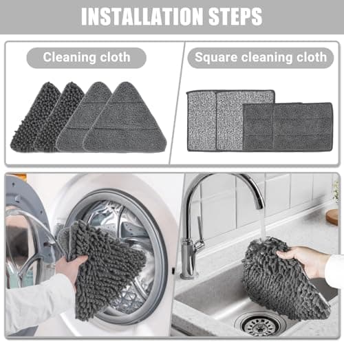 CALBEAU Baseboard Cleaner Tool with Handle, Folding Wall Mop with 86" Extension Pole, Swivel Wall Cleaner Mop with Squeegee, 8 Reusable Pads for Baseboard, Wall, Ceiling, Window, Floor, Dark Gray — view 5