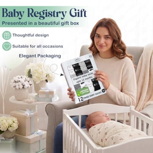 Mother's Choice Organic Cotton Baby Socks 0–6 Months, 12 Pairs Newborn & Infant Socks Soft Hypoallergenic Breathable Gentle On Delicate Skin Stretch Fit Comfortable Daily Essentials For Little Ones — view 5