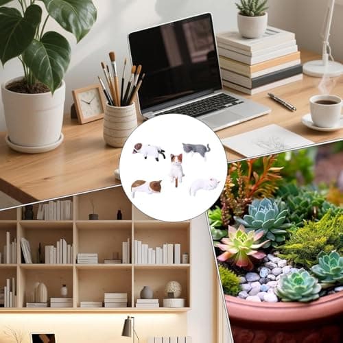 Songholee 12 Piece Mini Cat Figurines Set, Resin Desktop Ornaments, Cute Cat Figures for Computer Monitor, Car Dashboard, Home Decoration (Multicolor) — view 4