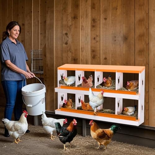 GarveeLife Chicken Nesting Boxes, 8-Hole Roll Away Nest Box for Chicken Coop, Metal Egg Laying Box with Lid Cover to Protect Eggs, Rollout Egg Collection, Vented Holes for Outdoor Chicken Coop — view 2