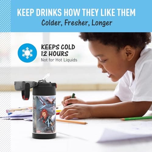 THERMOS FUNTAINER Water Bottle with Straw - 12 Ounce - Kids Stainless Steel Vacuum Insulated Water Bottle with Lid, Avengers — view 4