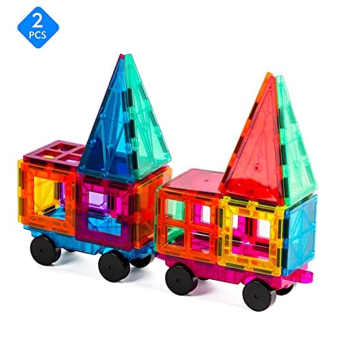 NEOFORMERS Magnetic Tiles Car Set Truck Kit Toy with Stronger Magnets, Educational Magnet Cars with Re-Enforced Hitch and Long Bed for Girls Boys Toddler Ages 3+ (Blue & Purple) — view 5