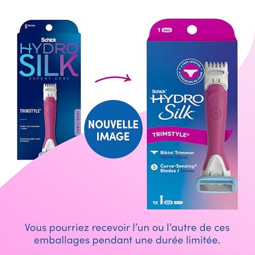 Schick Hydro Silk TrimStyle Hydrating Razor with Bikini Trimmer for Women | 2-in-1 Bikini Razor for Women and Womens Trimmer for Pubic Hair| Includes 1 Waterproof Handle, 1 Refill & 1 AAA Battery — view 16