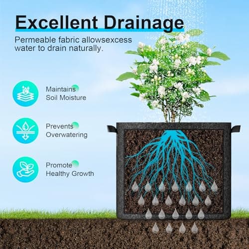 Land Guard 4-Pack Fabric Grow Bags 5 Gallon, Thickened Nonwoven Garden Pots, Growing Bags with Handles, Black — view 2