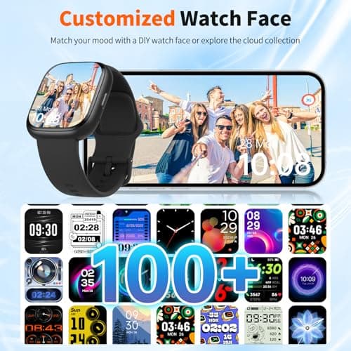 Smart Watch for Men Women, 1.83" HD, Alexa Built-in, Bluetooth 5.3 Calls & Notifications, IP68 Waterproof,100+ Sport Modes,Fitness Tracker/Heart Rate/SpO2/Sleep Monitor for Android iOS (Black) — view 5