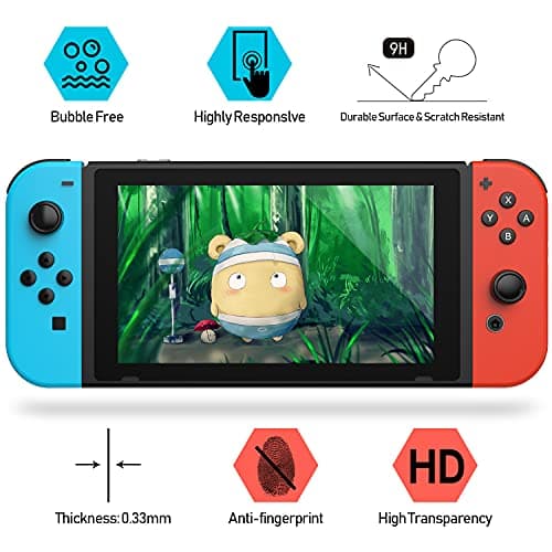 daydayup [3 Pack] Tempered Glass Screen Protector Compatible with Nintendo switch - Transparent HD Clear Anti-Scratch Screen Protector Skin Set for Nintendo Switch