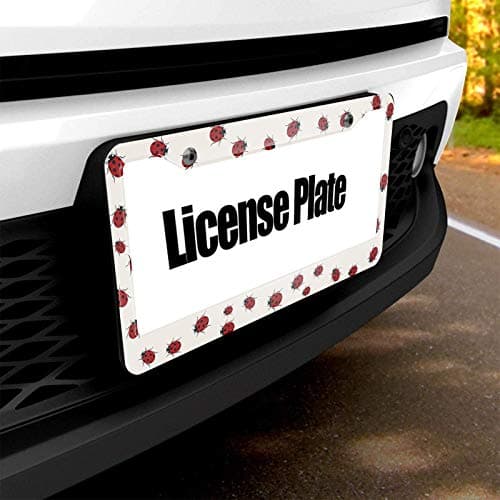 HOSNYE Ladybug License Plate Frame Cute Colorful Ladybird Nature, Spring, Summer Metal License Plate Cover Front Plates Frames Car Tag Frame for Women Men US Vehicles Standard — view 4