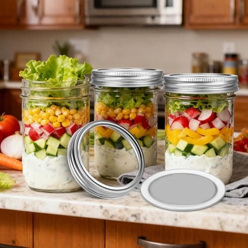 Palksky Stainless Steel Wide Mouth Canning Lids and Rings, Airtight/Rustproof Mason Jar Lids with Bands Set of 4 — view 6