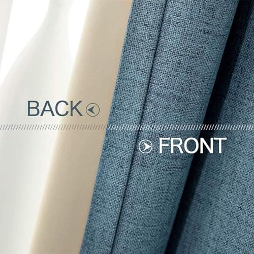 MIULEE Linen Texture Curtains for Bedroom Solid 100% Blackout Thermal Insulated Dusty Blue Curtains Grommet Room Darkening Drapes Luxury Decor for Living Room 52x84 Inch (2 Panels) — view 5