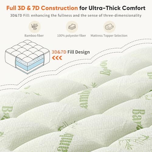 Sweetcrispy Ultra Soft Mattress Topper King Size - Viscose Made from Bamboo Pillow Top Mattress Pad for Breathable Cooling & Back Pain Relief, Deep Pocket Comfort Bed Topper, Green — view 4