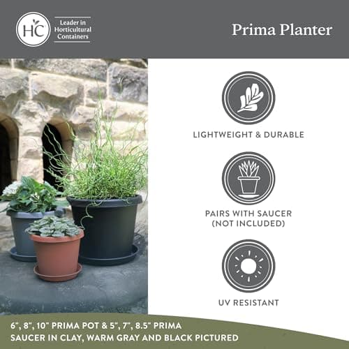 The HC Companies 14 Inch Round Prima Planter - Plastic Plant Pot with Rolled Rim for Indoor Outdoor Plants Flowers Herbs, Honey (Pack of 2) — view 3